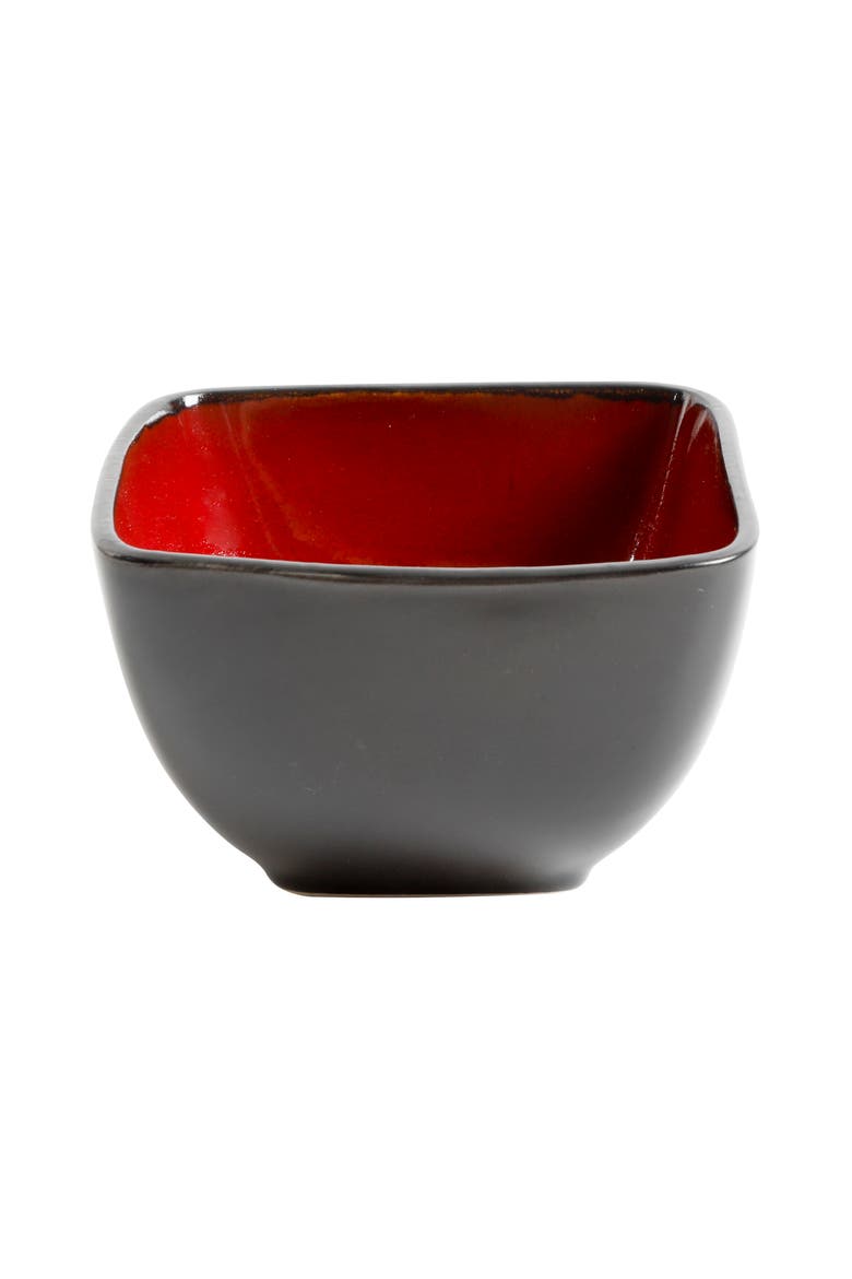 Soho Lounge Square 40-Piece Stoneware Dinnerware Set, Alternate, color, Red/Black