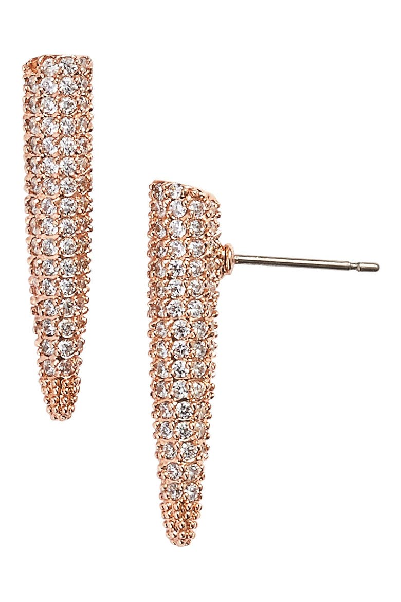 Mini Pavé Spike Drop Earrings, Main, color, ROSE GOLD