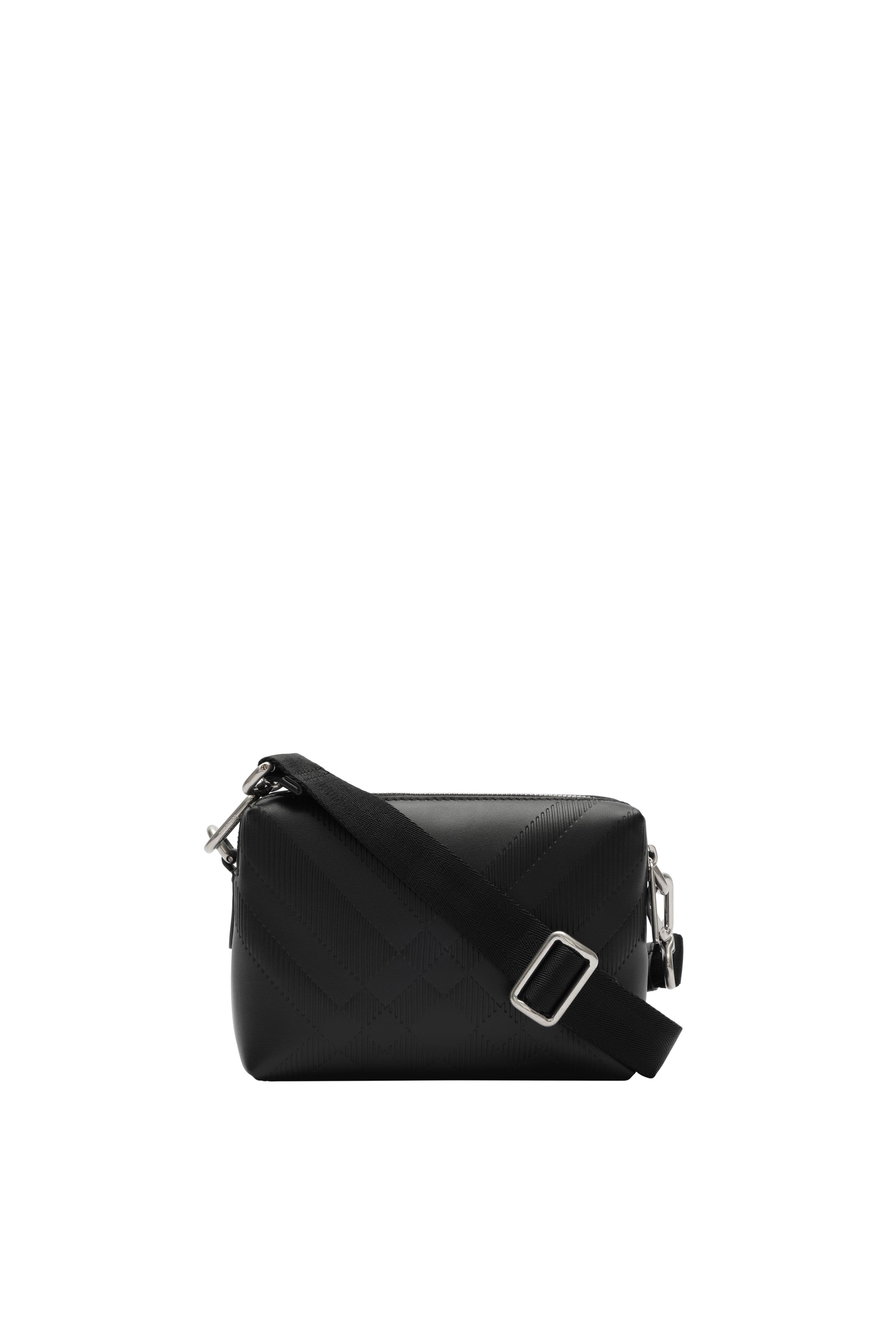 Embossed Check Crossbody Bag, Alternate, color, Black