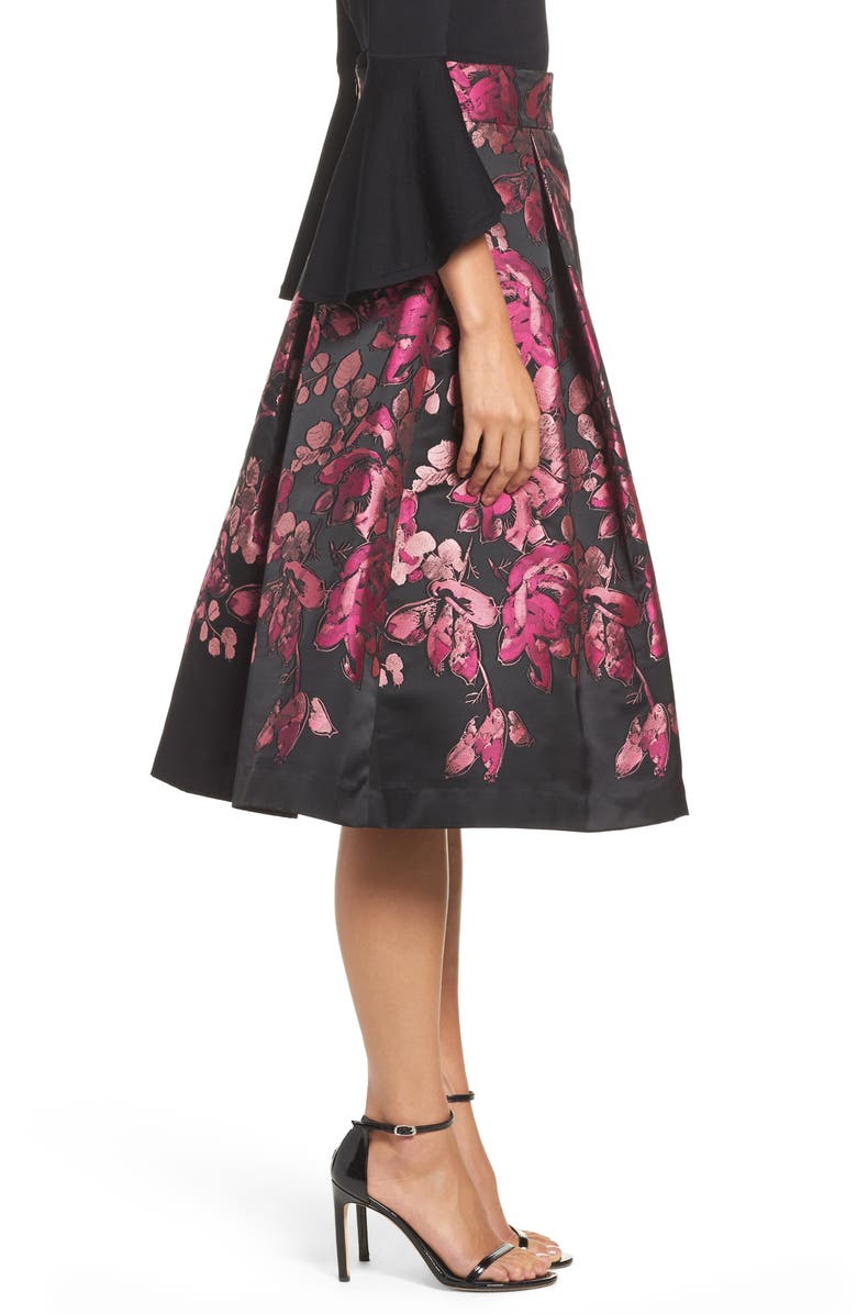 Eliza J Floral Jacquard Midi Skirt, Alternate, color,