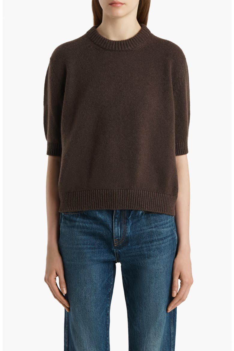 Davin Short Sleeve Cashmere Sweater, Main, color, COFFEE