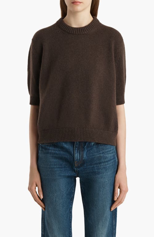 Khaite Davin Short Sleeve Cashmere Sweater In Brown