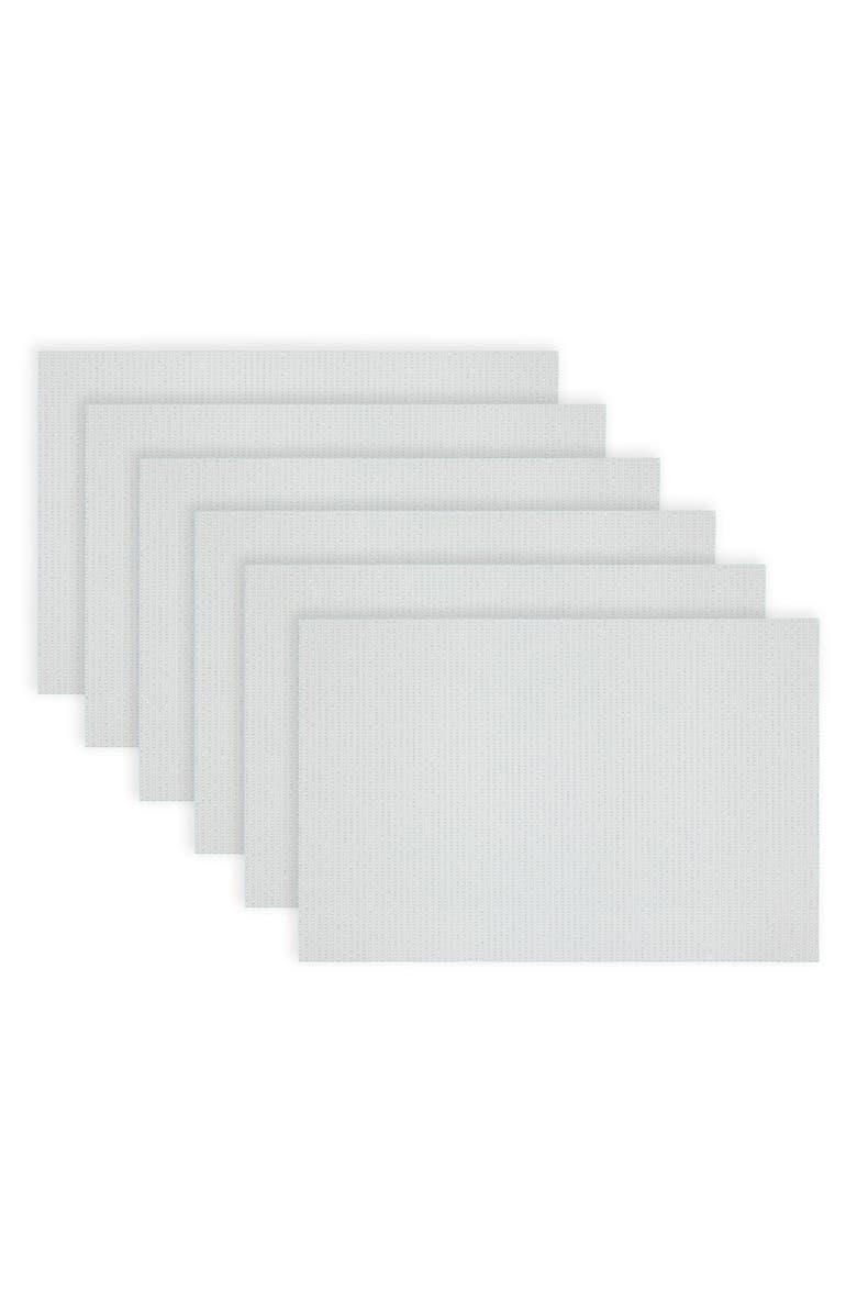 DAINTY HOME Set of 6 Vinyl Placemats, Alternate, color, Embroidered Glitter White