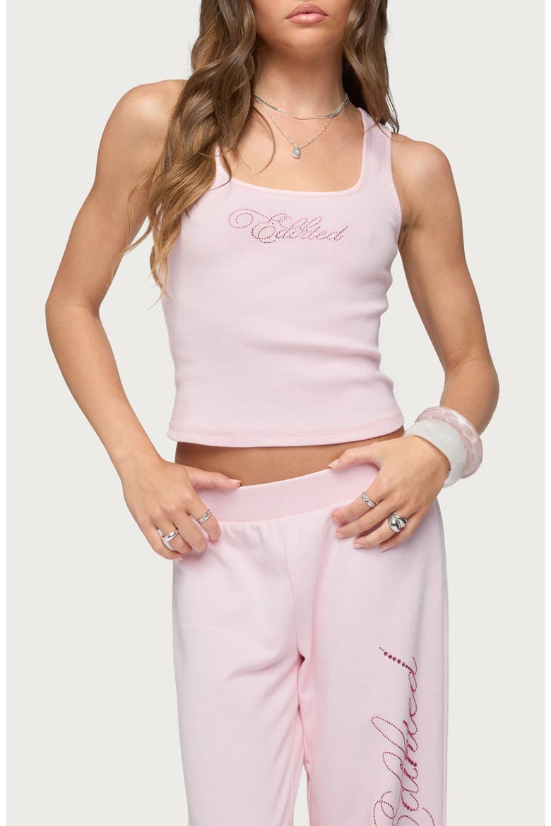 Studio Rhinestone Crop Tank, Main, color, LIGHT-PINK