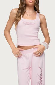 EDIKTED Studio Rhinestone Crop Tank