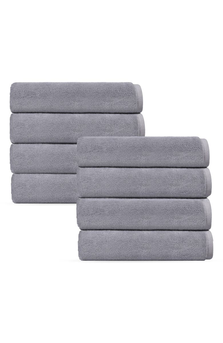 DePera Puresoft 8-Piece Turkish Cotton Washcloths, Main, color, Silver
