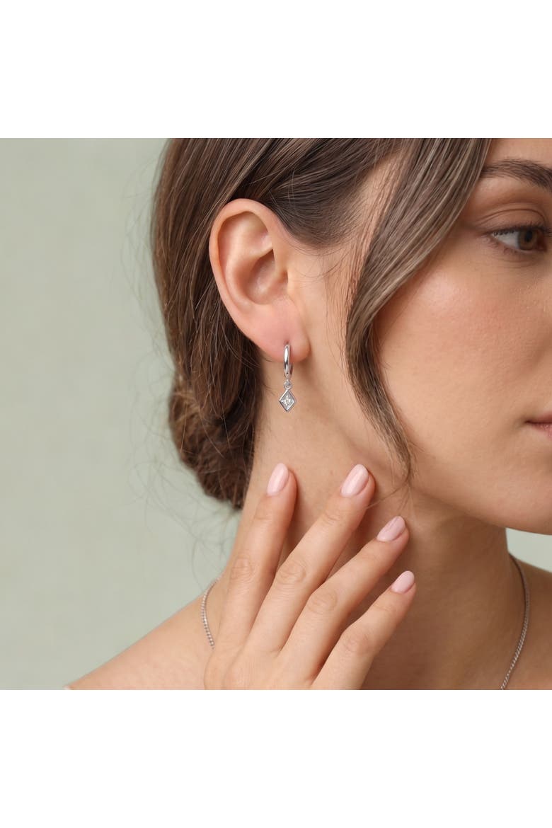 Sterling Silver Rhombus Pave Spike Drop Earring, Alternate, color, Silver