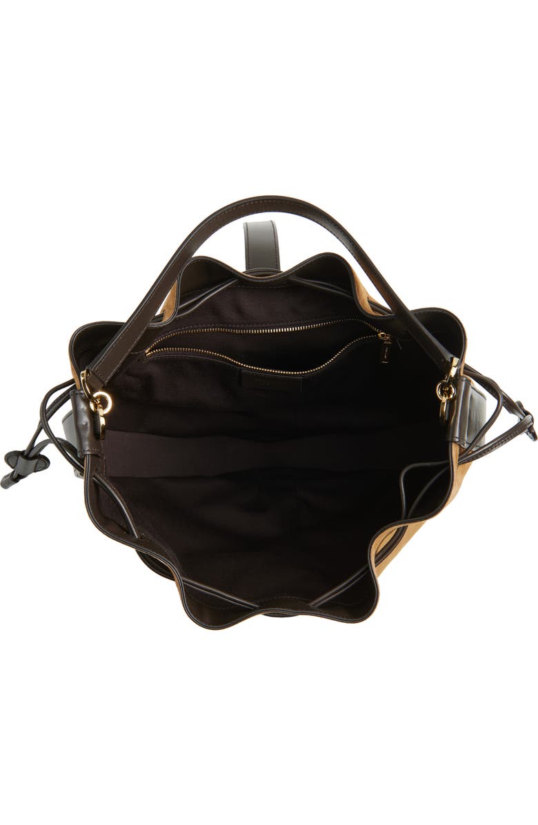 FERRAGAMO Hug Leather & Suede Bucket Bag, Alternate, color, Naturale 6 Testa Di Moro