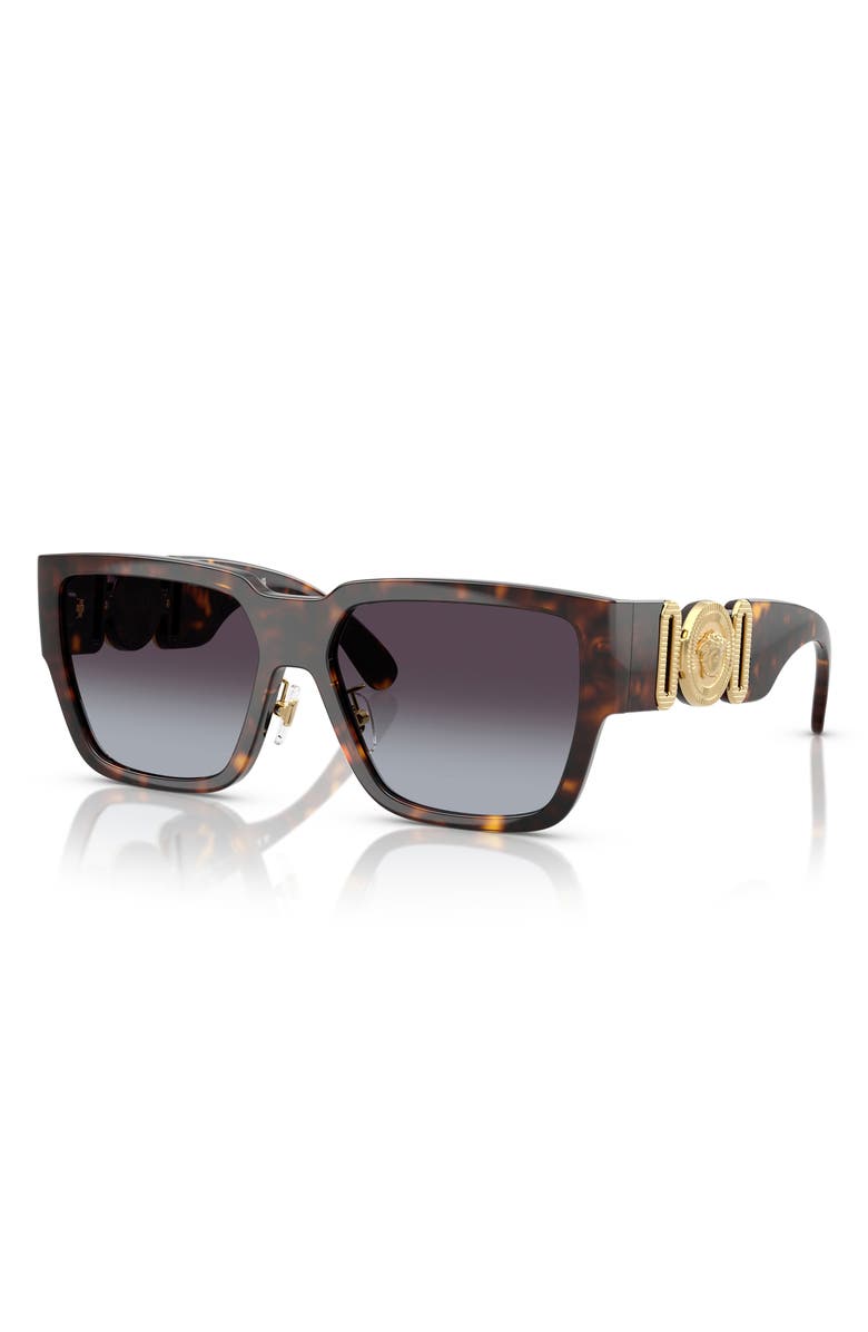 Versace Biggie 57mm Rectangular Sunglasses, Alternate, color, Havana