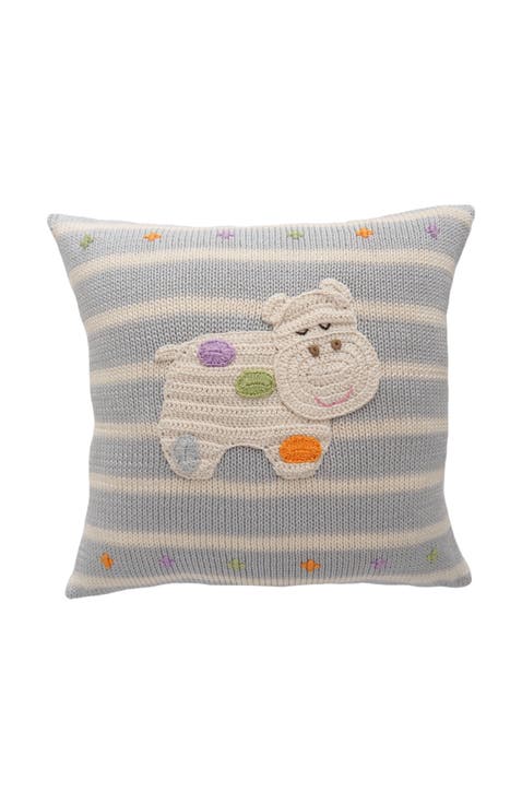 10"  Hippo Throw Pillow