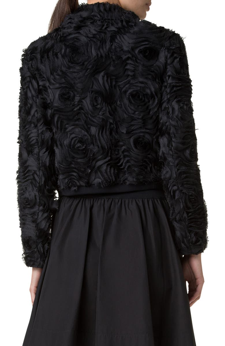 Akris punto Carnation Tulle Crop Jacket, Alternate, color, Black