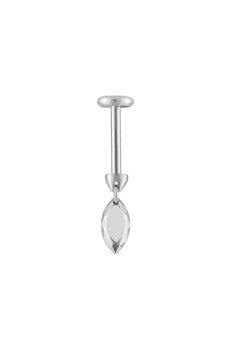 Faceted Marquise Single Threaded Stud Earring, Alternate, color, WHITE GOLD