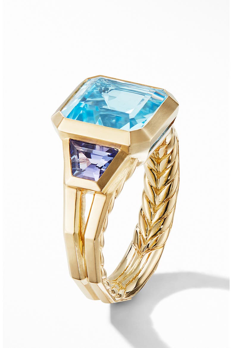 Novella 3-Stone Ring in 18K Yellow Gold, Alternate, color, SKY BLUE TOPAZ