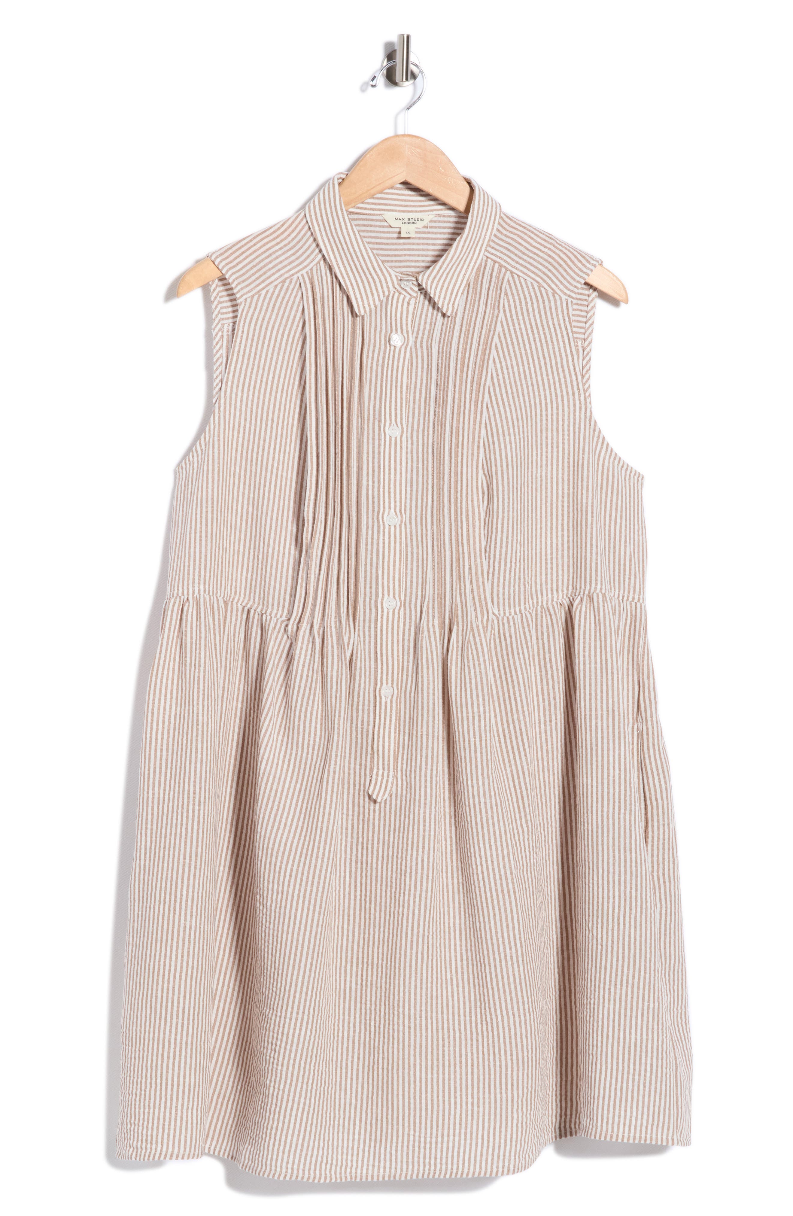 Pleated Button Front Dress