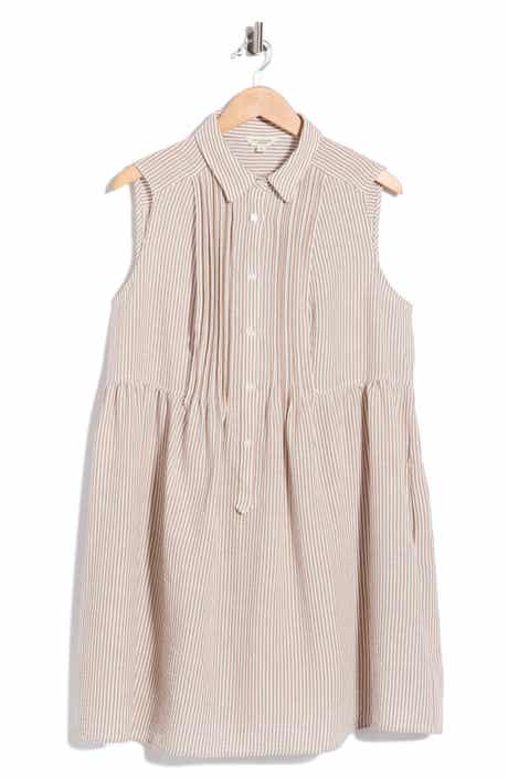 Pleated Button Front Dress