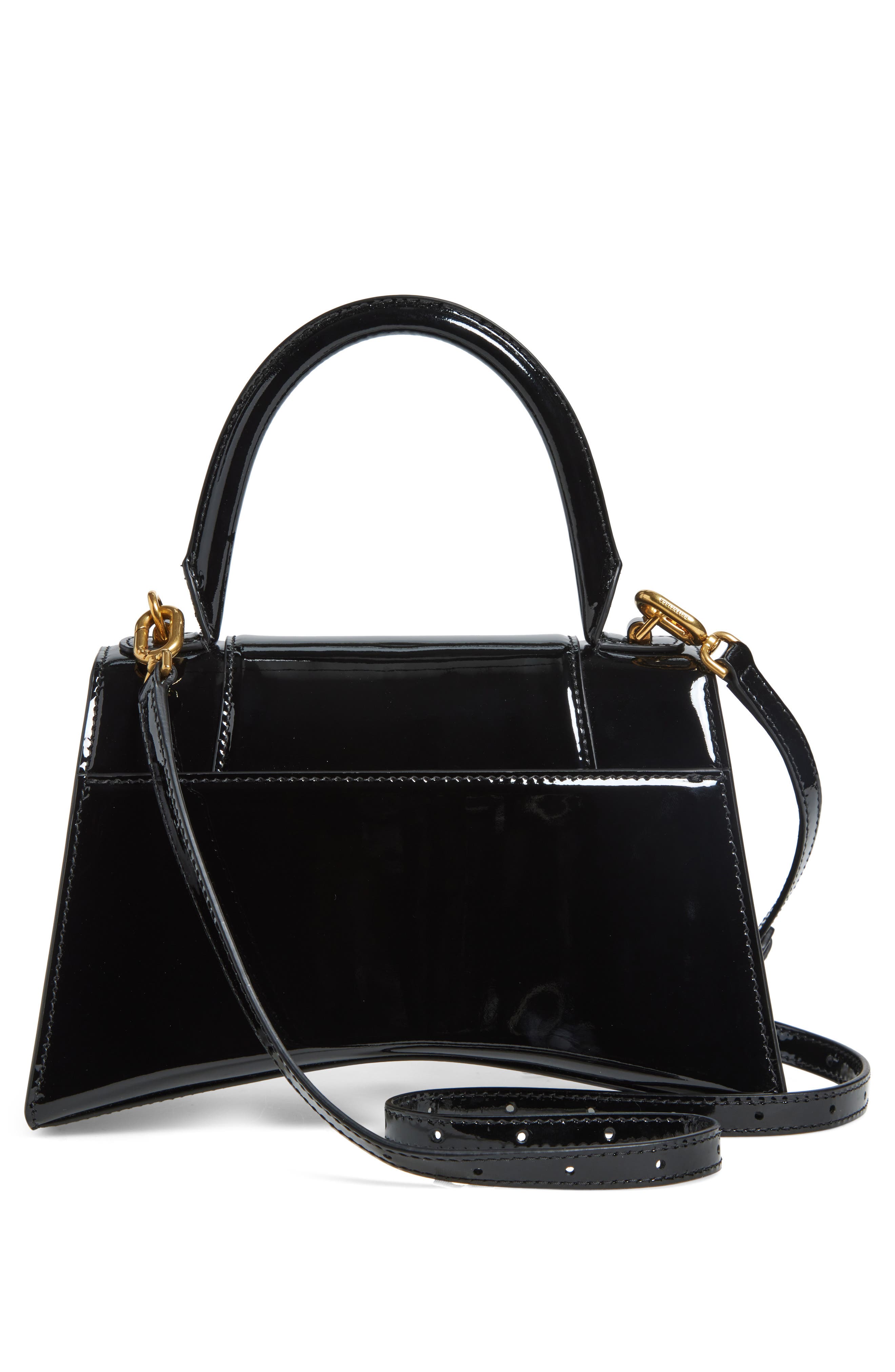 Balenciaga x Automobili Lamborghini Small Hourglass Patent Leather Top Handle Bag, Alternate, color, 1000 Black