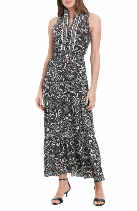 London Times Paisley Sleeveless Maxi Dress