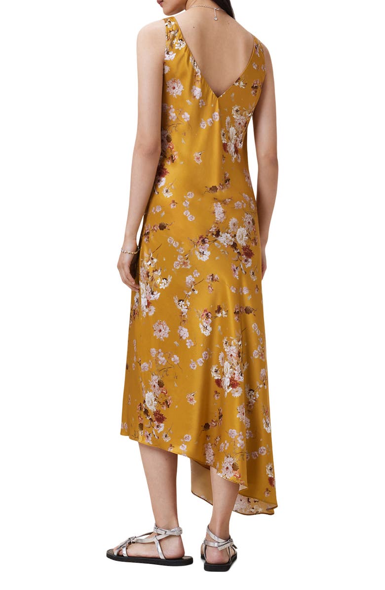 AllSaints Alexi Floral Print Slipdress, Alternate, color, Armada Deep Yellow