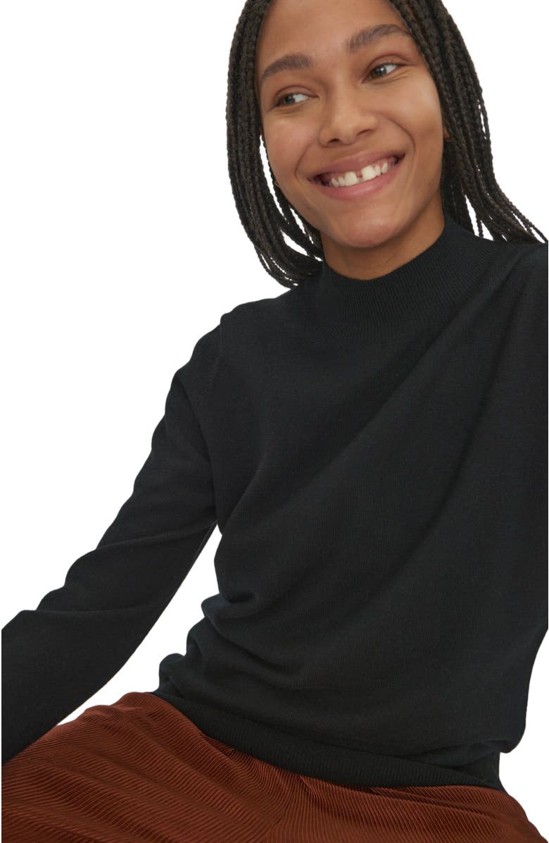 GOBI Mongolian Cashmere Essential Cashmere Mock Neck Sweater, Alternate, color, Black