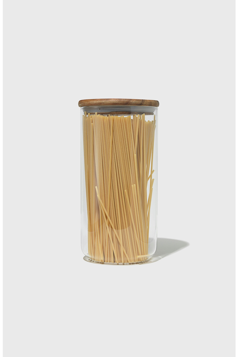 Glass Canisters, Alternate, color, Clear With Acacia Wood Lid