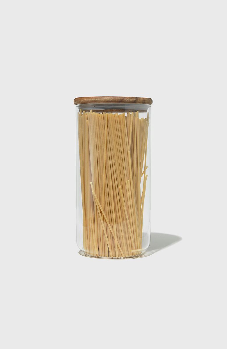 PUBLIC GOODS Glass Canisters, Alternate, color, Clear With Acacia Wood Lid