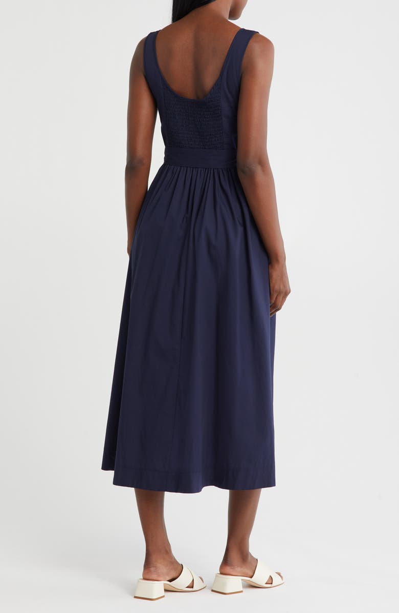 Belted A-Line Midi Dress