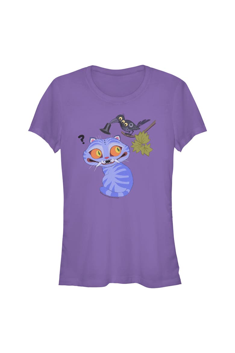 Junior's Derpy And Magpie Short Sleeve Graphic T-Shirt, Main, color, Purple