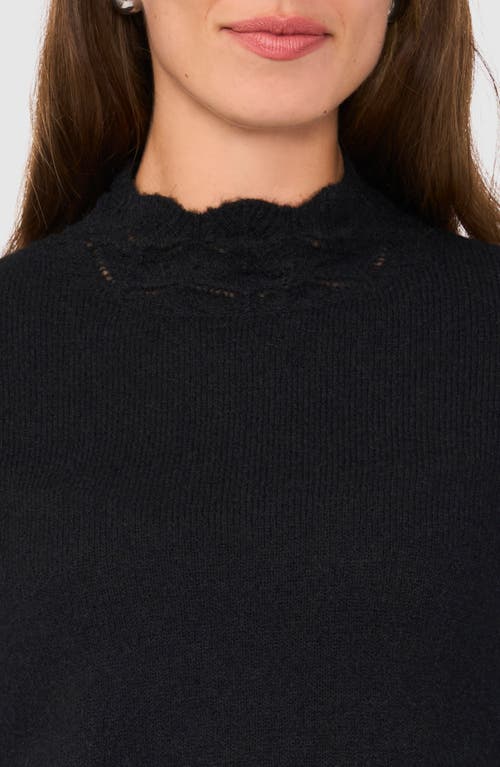 Halogenr Halogen(r) Pointelle Mock Neck Sweater In Rich Black