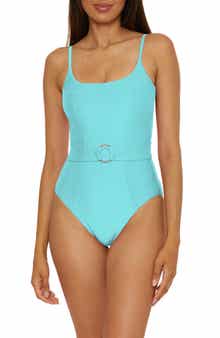 Becca Monte Carlo Belted Rib One-Piece Swimsuit