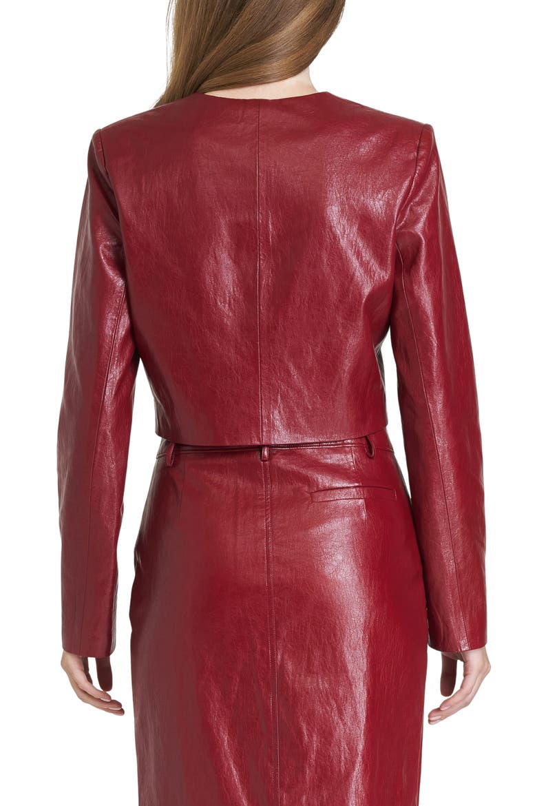 Margaux Faux Leather Crop Jacket, Alternate, color, BURGUNDY