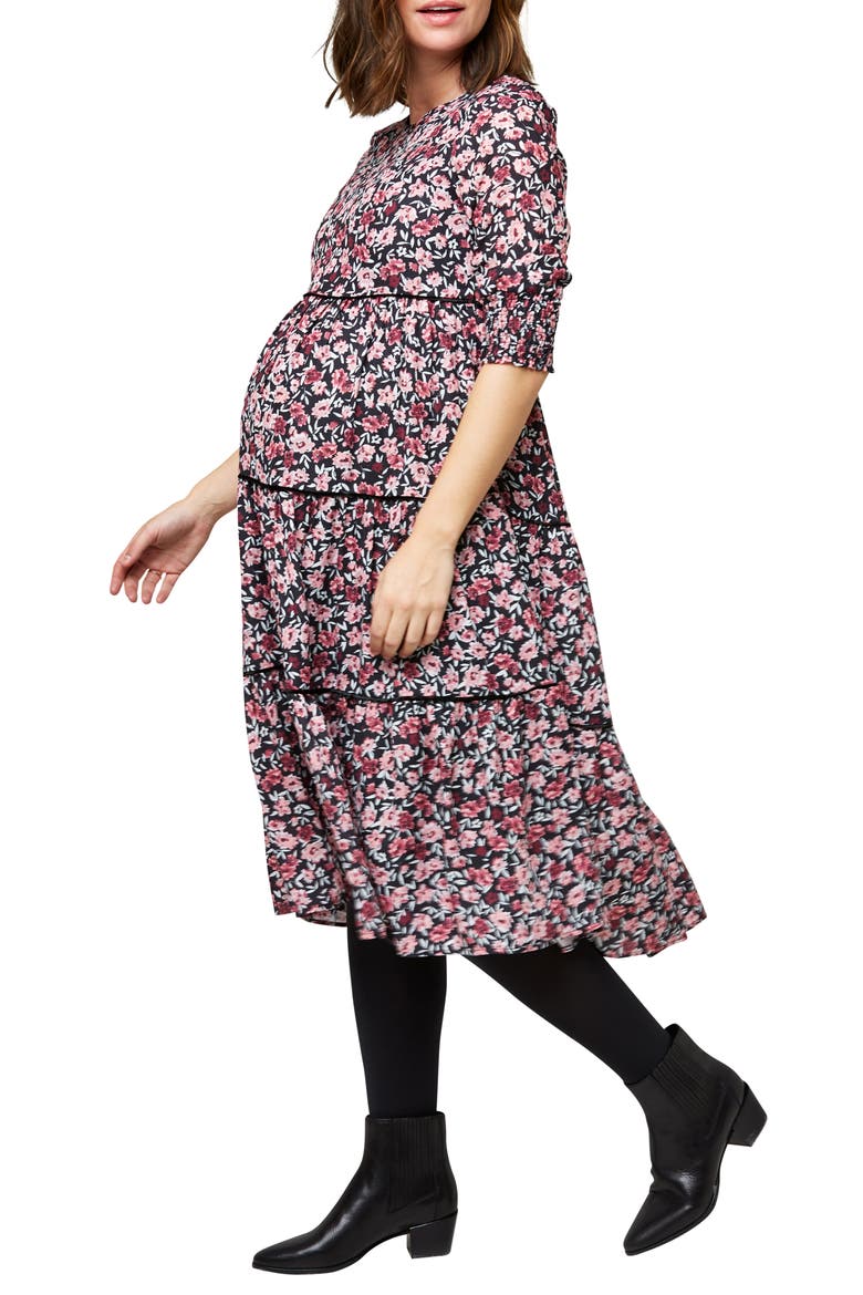 Aurora Maternity & Nursing Dress, Alternate, color, WINTER FLORAL