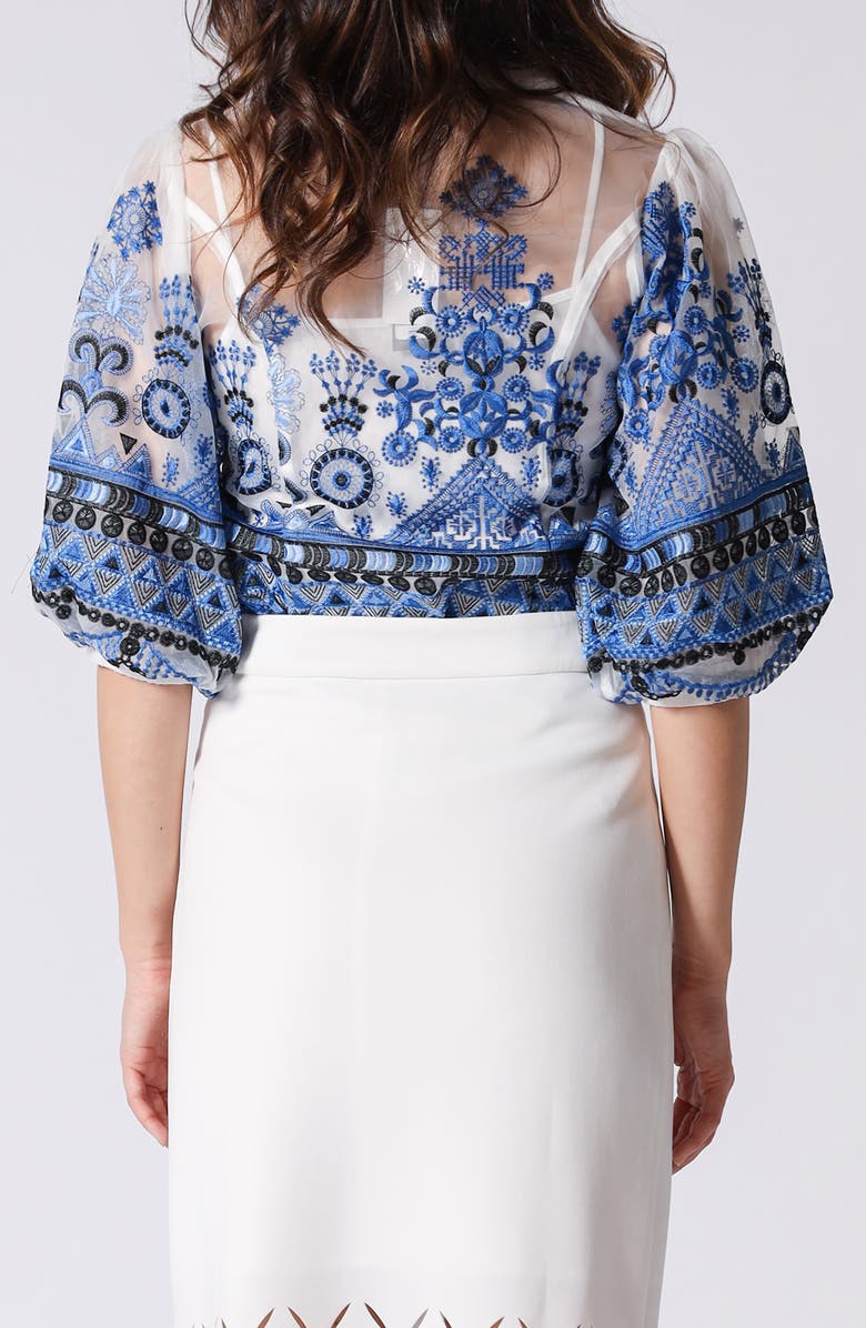 GRACIA Embroidered Mesh Shirt, Alternate, color, 