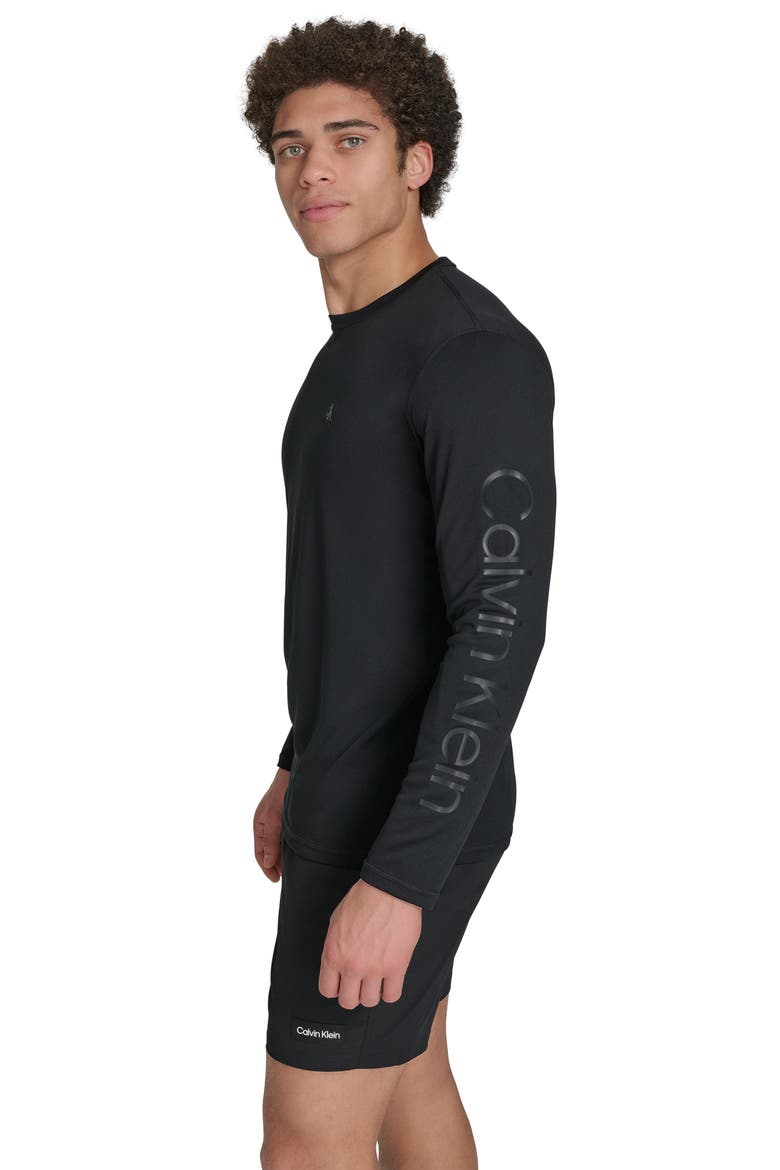 Monogram Logo Long Sleeve Rashguard, Alternate, color, BLACK