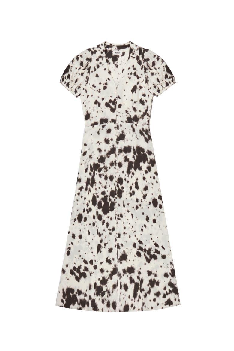 Animal Print Button Front Shirt Dress, Alternate, color, Mono