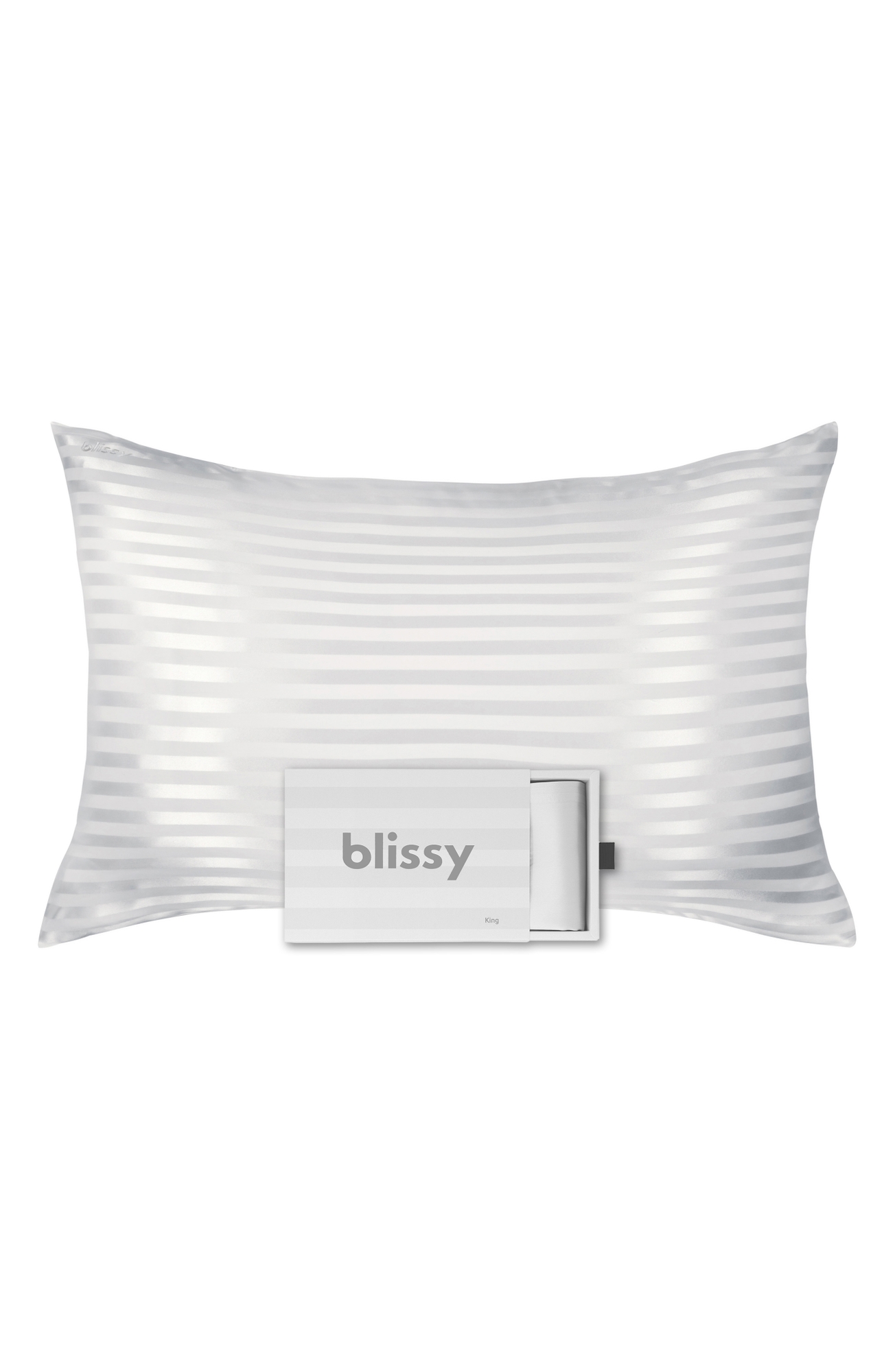 BLISSY Mulberry Silk Pillowcase - White Stripe, King