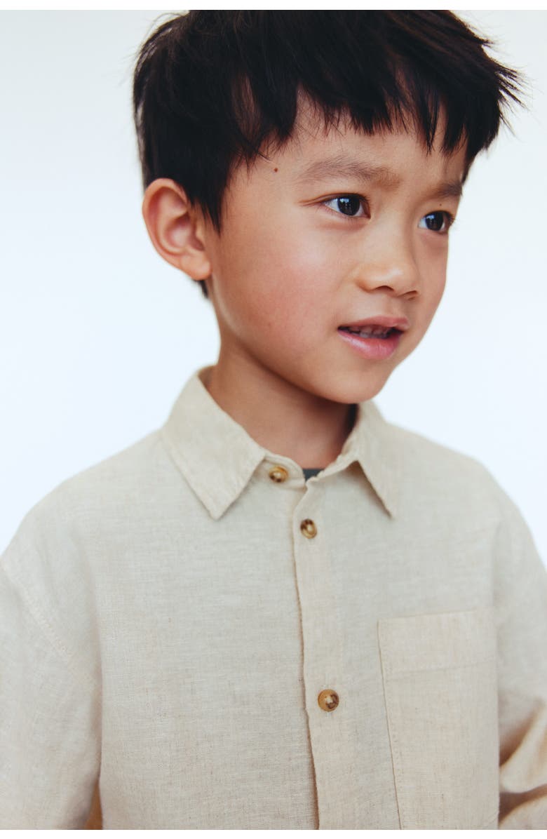 H&M Linen-blend shirt, Alternate, color, Light Beige