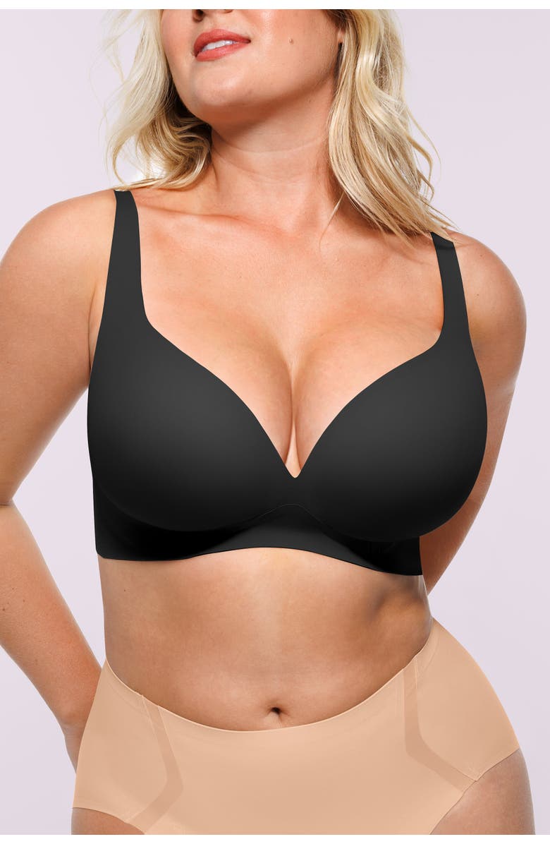Shapellx FitSense Wireless V-Neck Bra, Alternate, color, Jet Black