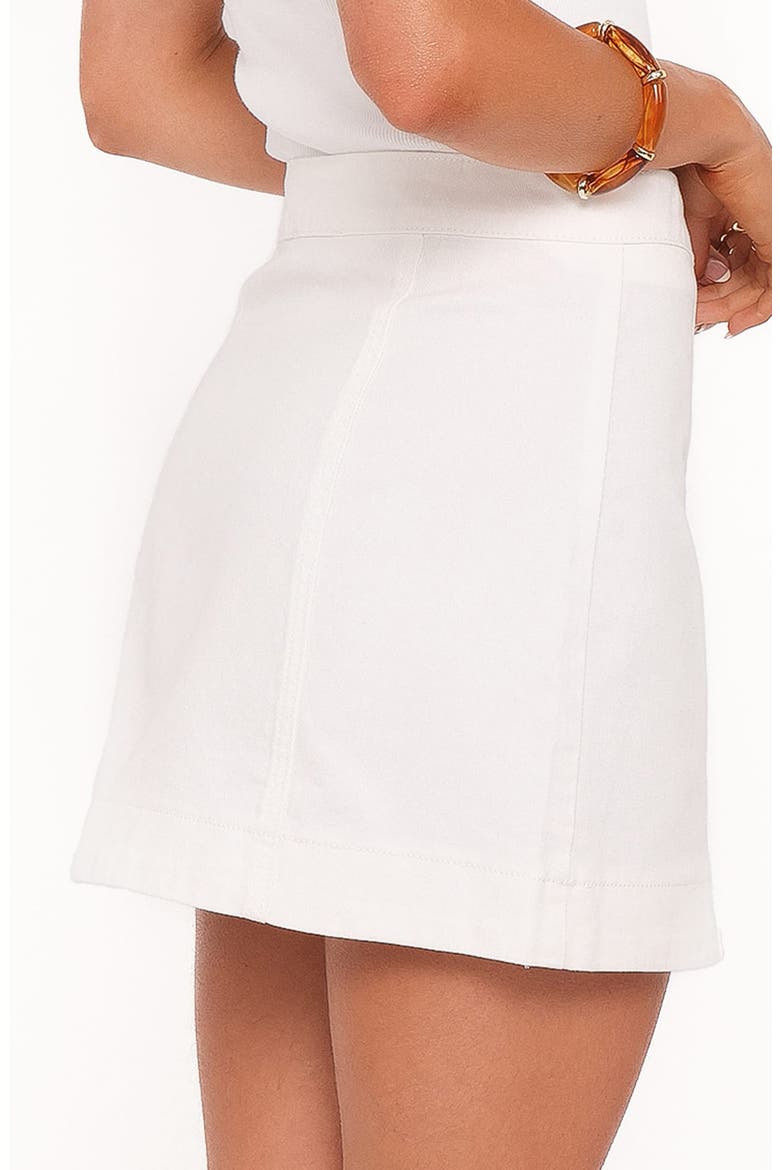 Sara Button Front Denim Miniskirt, Alternate, color, OFF WHITE