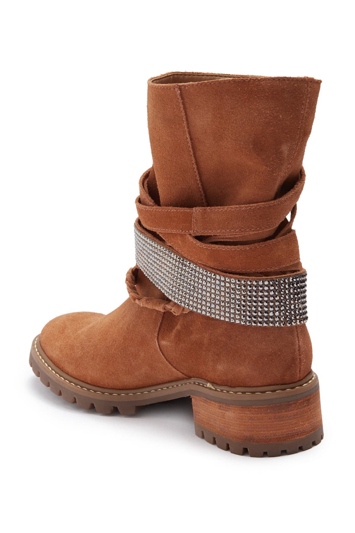 Schutz Kiara Suede Strappy Buckle Boot, Alternate, color, 