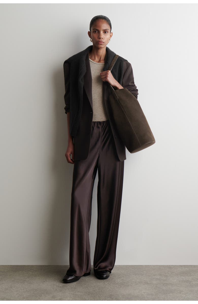 COS Paradigm Tote Bag - Suede, Alternate, color, Dark Brown