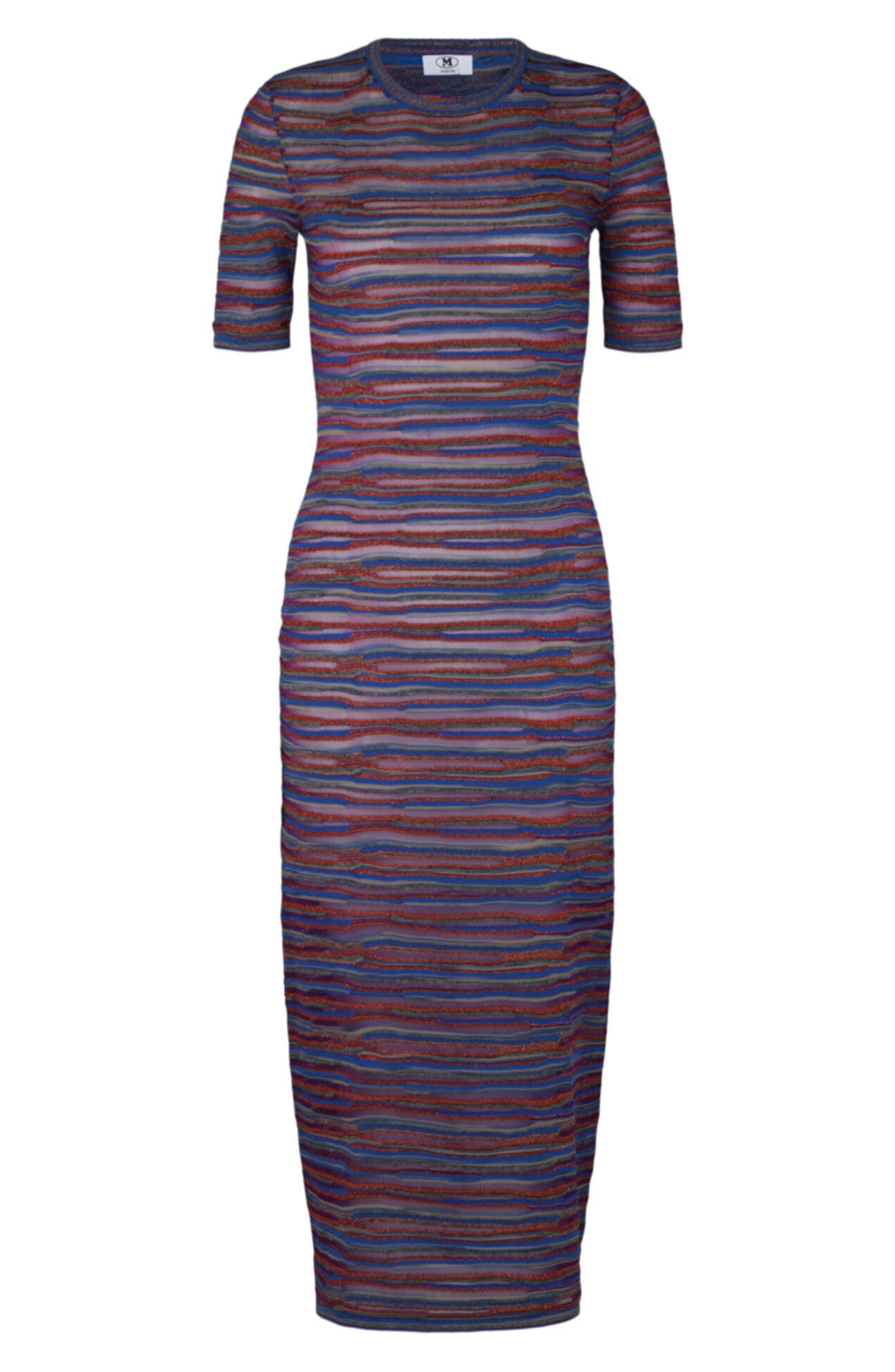 M Missoni Stripe Short Sleeve Wool Blend Knit Dress