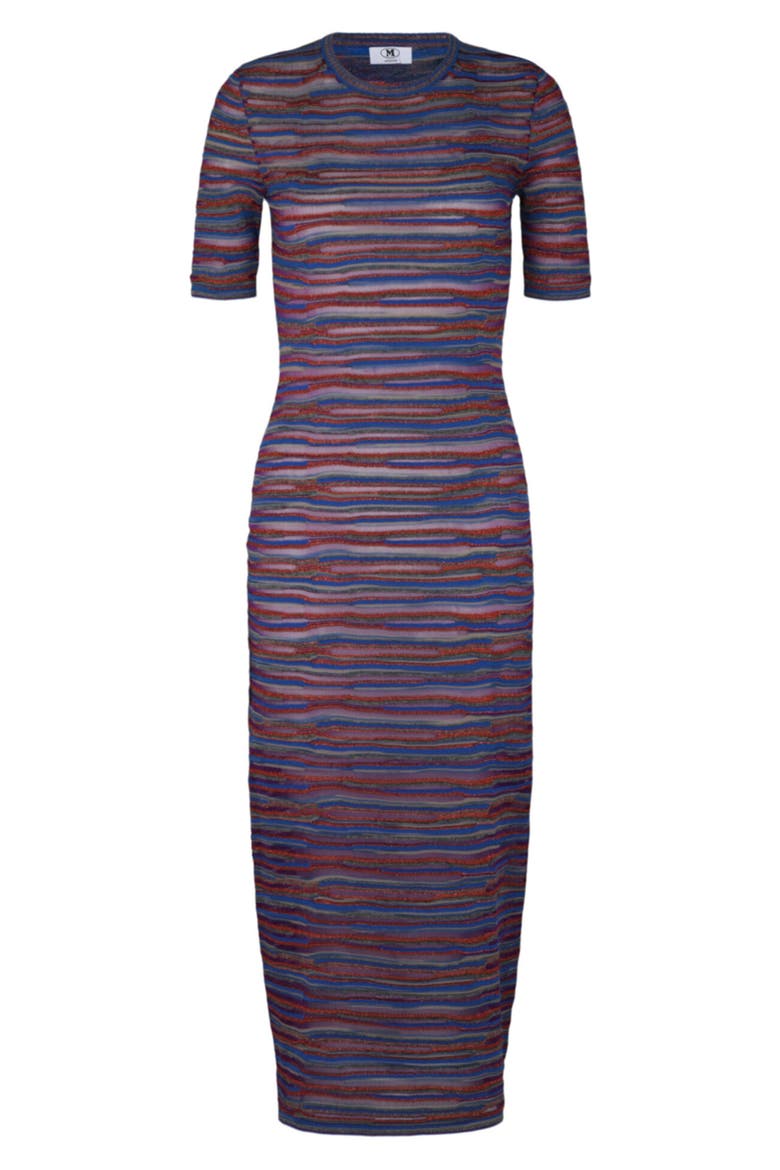 Stripe Short Sleeve Wool Blend Knit Dress, Main, color, MULTI PURPLE RED BLUE GREY