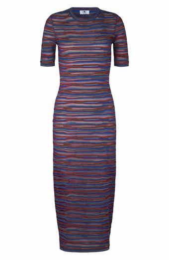 M Missoni Stripe Short Sleeve Wool Blend Knit Dress