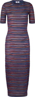 M Missoni Stripe Short Sleeve Wool Blend Knit Dress