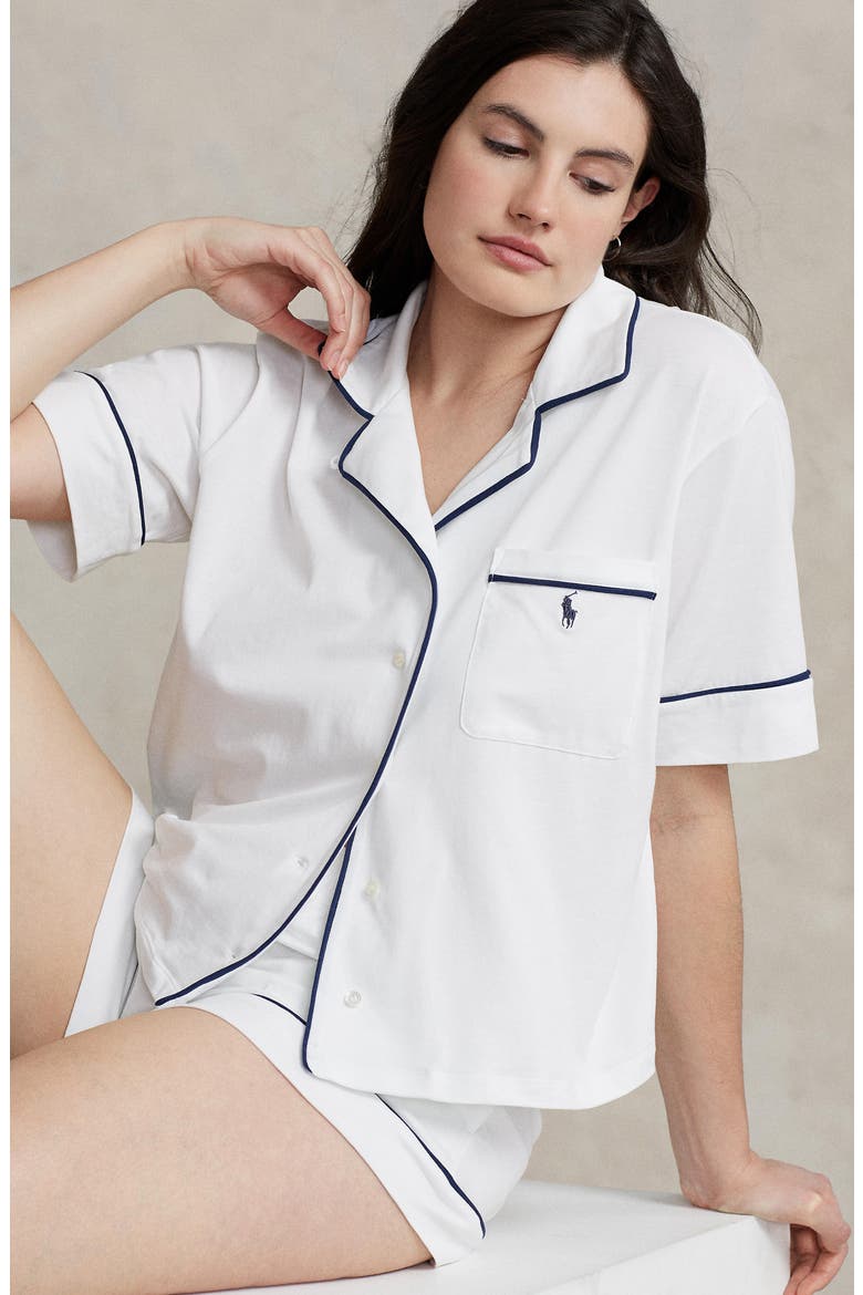 Cotton Blend Short Pajamas, Alternate, color, WHITE CLOUD