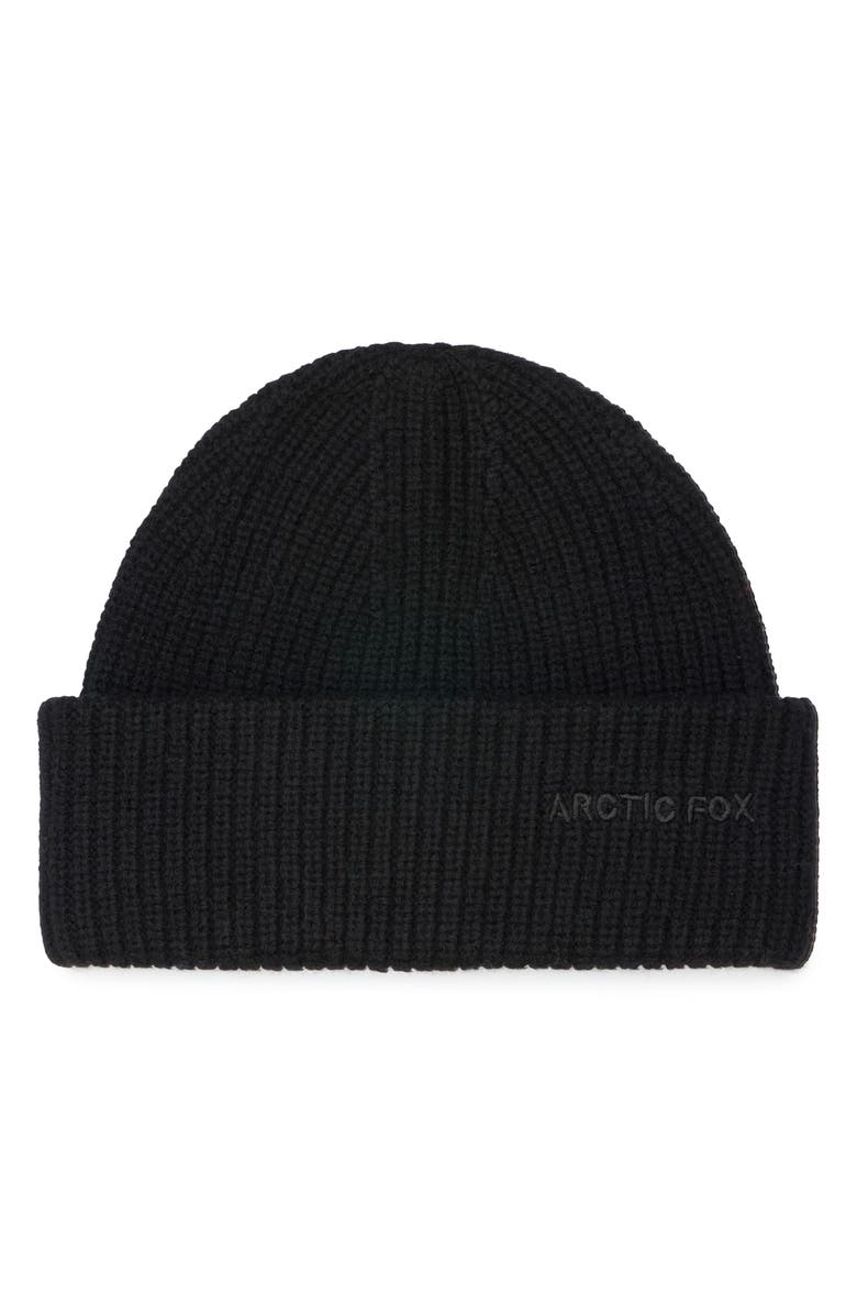 Arctic Fox & Co The Embroidered Merino Wool Beanie, Main, color, Arctic Black