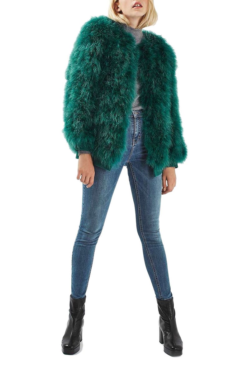 Ozzy Marabou Feather Coat, Alternate, color, GREEN