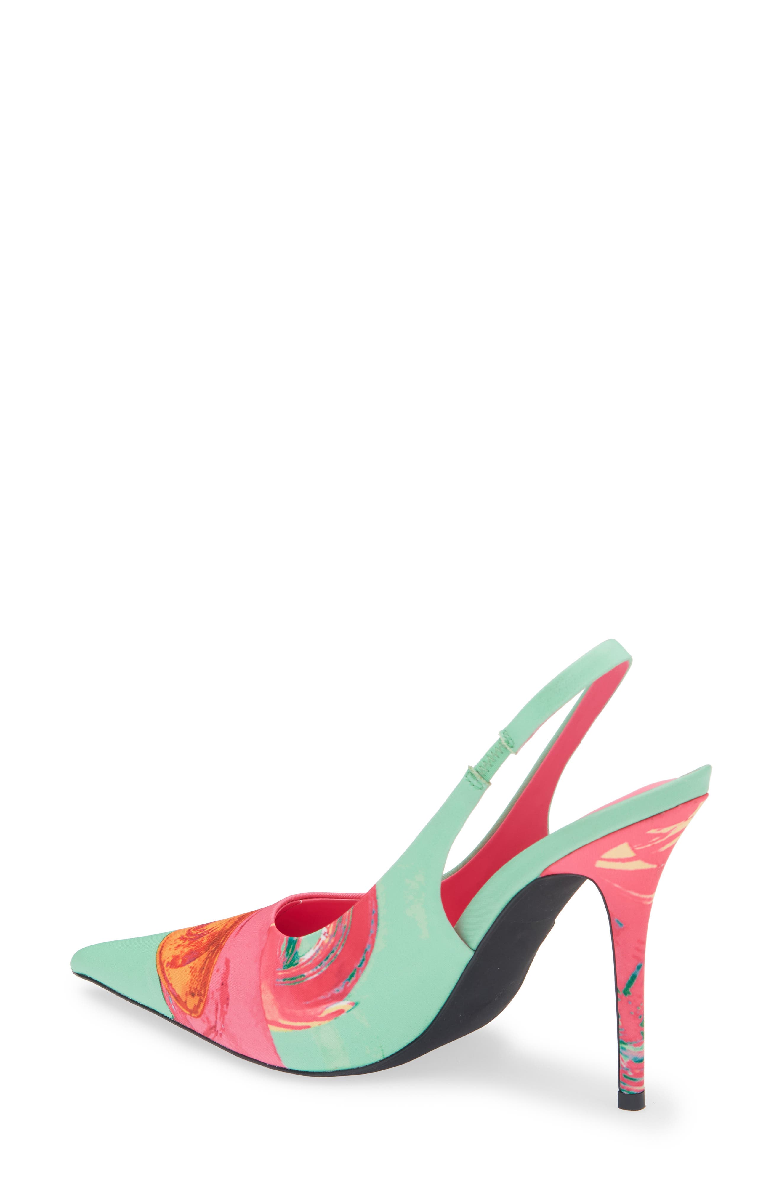 Jeffrey Campbell Surpass Slingback Pointed Toe Pump, Alternate, color, Green Bad Girl Combo