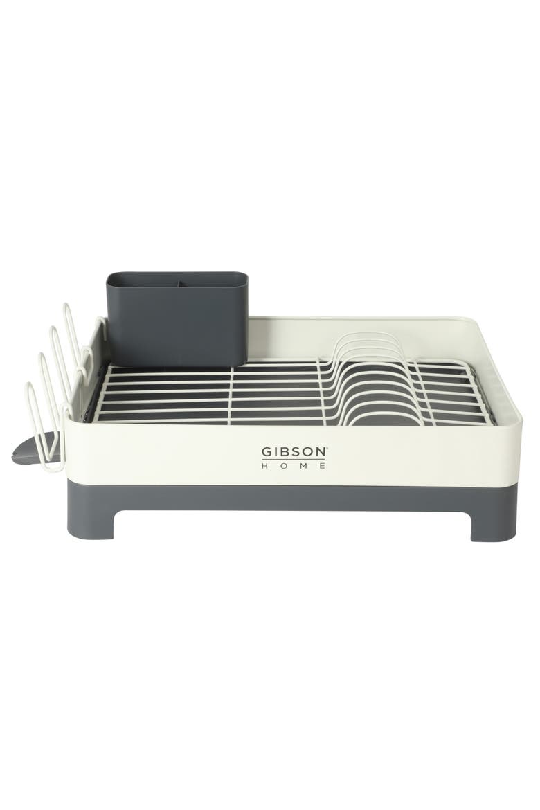 Nestcraft Full-Size Dish Rack with Drain Board and Flatware Caddy, Alternate, color, White