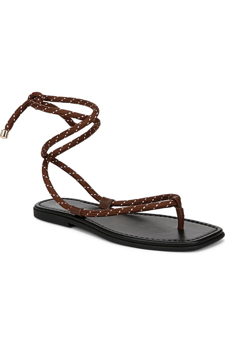 Veronica Beard Carmina Ankle Wrap Sandal, Main, color, Cedar/ Coconut